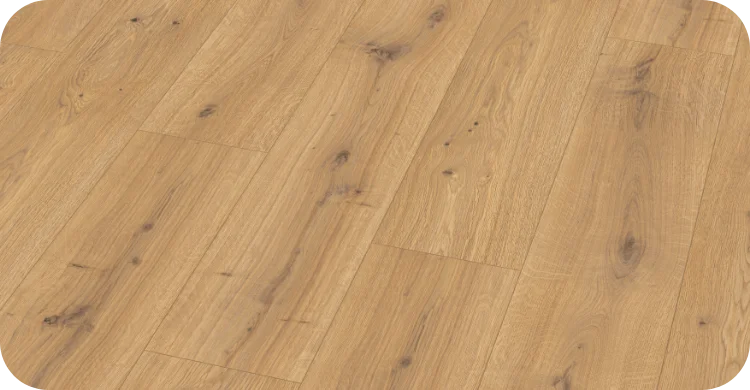 Detailansicht Laminat Eiche Honig mit realistischer Eichenstruktur und warmen Farbtönen