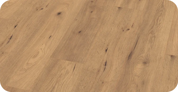 Laminat Wild Eiche natur mit rustikaler Holzmaserung und natürlichen Aststrukturen