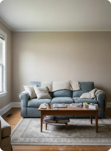 Wohnzimmer nach Malerarbeiten von MyWorker mit frisch gestrichenen Wänden und moderner Einrichtung