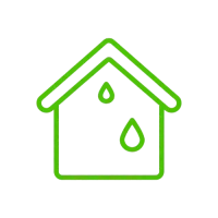 Icon Schimmel-Ratgeber Köln – Haus mit Feuchtigkeits-Tropfen im Innenraum